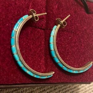 New Mexico Turquoise Hoop Earrings